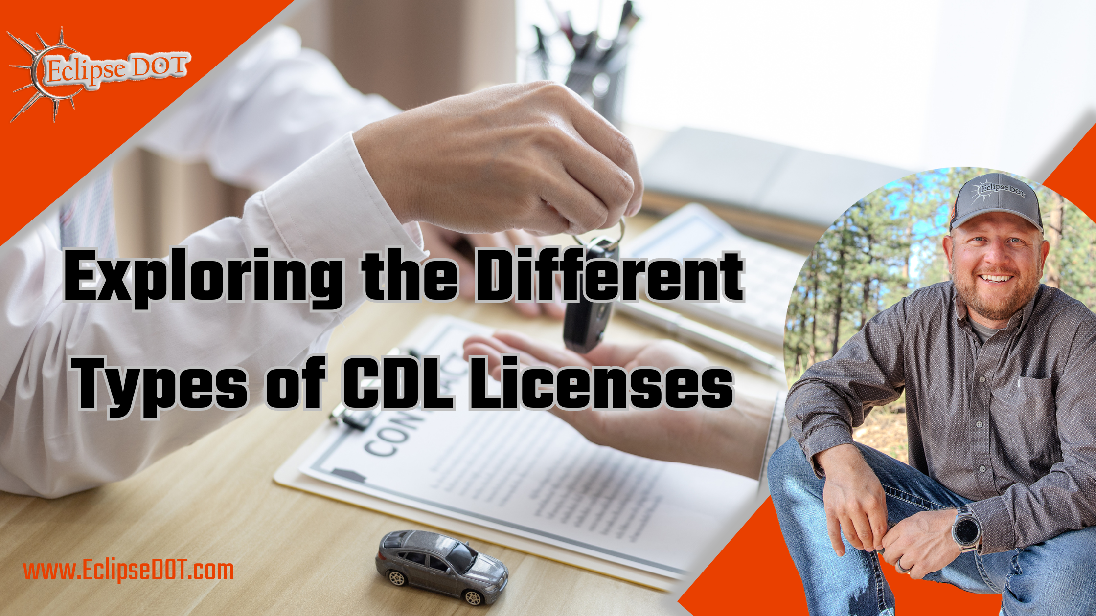 Different types of CDL licenses are displayed with associated commercial vehicles.