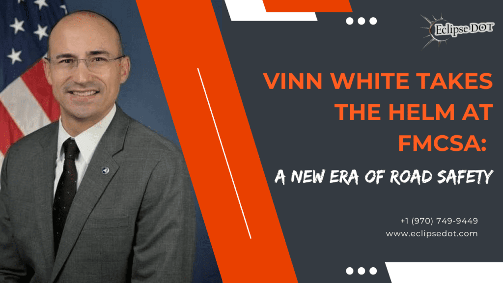 Vinn White, new FMCSA administrator, standing confidently in a modern office setting.
