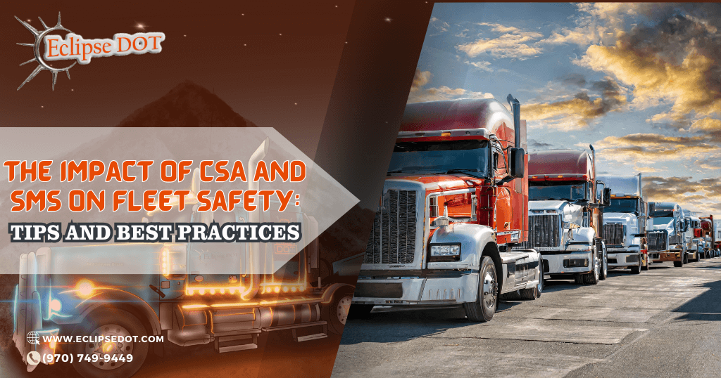 Semi-trucks lined up for safety inspections in a secure lot.