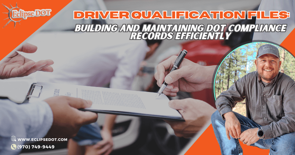 Driver holding Driver Qualification Files (DQFs) papers.