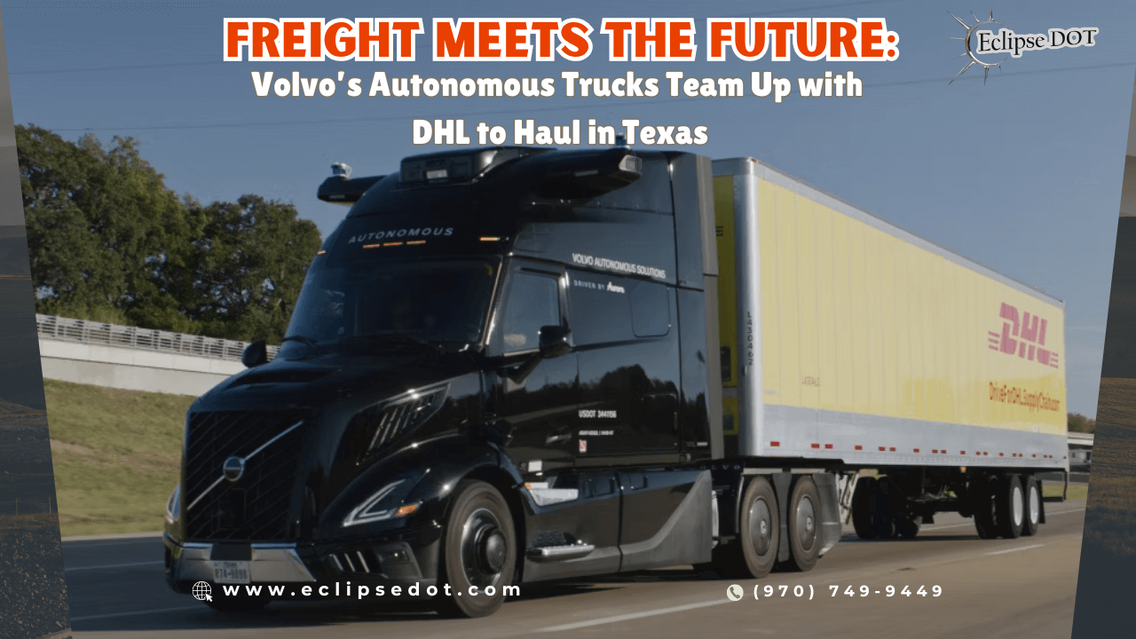 Volvo VNL Autonomous truck hauling freight for DHL.