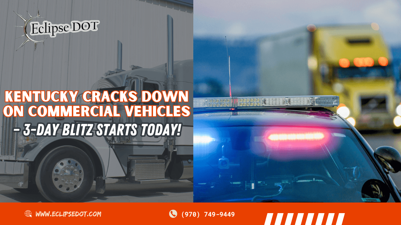 Semi-truck stopped with police lights flashing, highlighting Kentucky’s commercial vehicle crackdown.