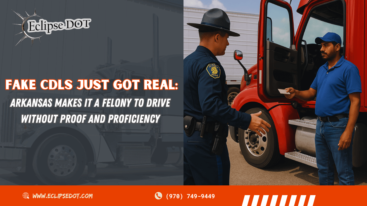 Arkansas trooper inspects a truck at a checkpoint.