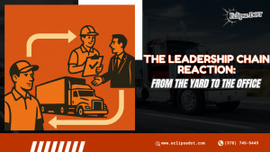 Trucking leadership chain with driver, inspector, and manager.