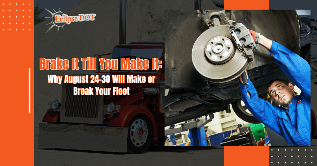 Mechanic inspecting truck brakes for CVSA Brake Safety Week