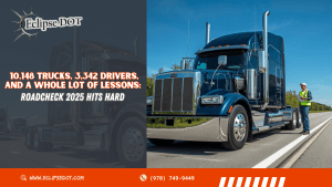 Shiny semi-truck passing Roadcheck 2025 inspection