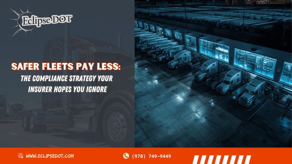 Commercial truck yard at night with organized fleet viewed from above
