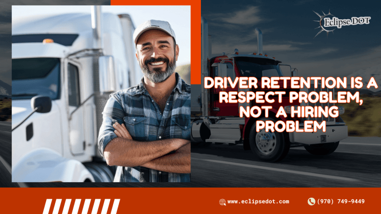 Professional truck driver standing beside a semi-truck at sunrise, representing respect-driven driver retention in trucking.