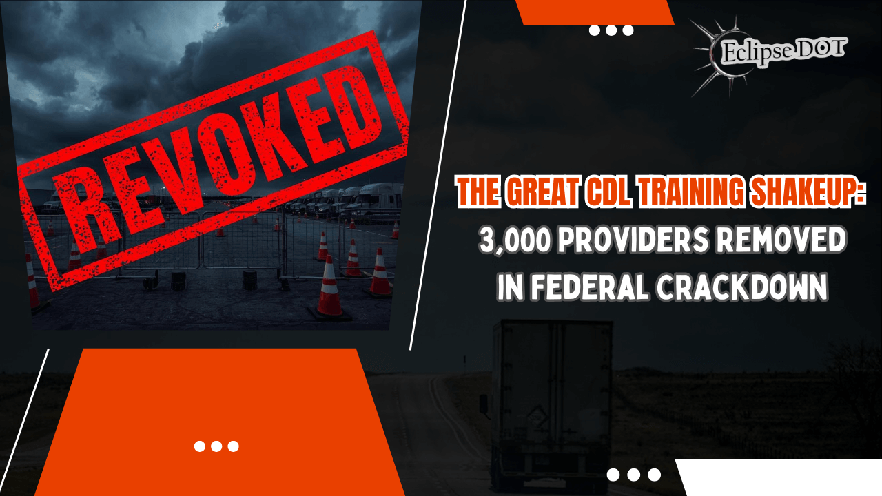 Closed CDL training yard after USDOT removes providers from FMCSA registry